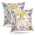 thumbnail image 1 of LALILO Throw Pillow Covers Romantic Cartoon Fantasy Love Love Tree Rabbit Cushion Cover 18" x 18", 2 Pack, 1 of 1