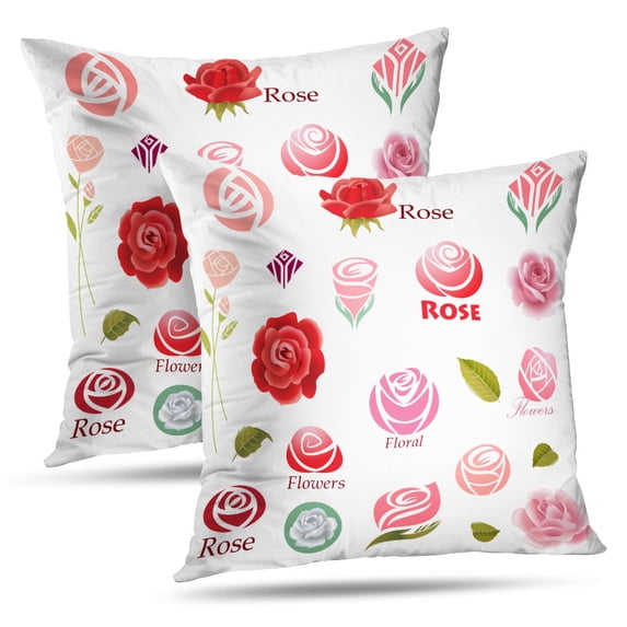 LALILO Throw Pillow Covers Rose Flower Rose Flower Symbol Floral Natural Cushion Cover 18" x 18", 2 Pack