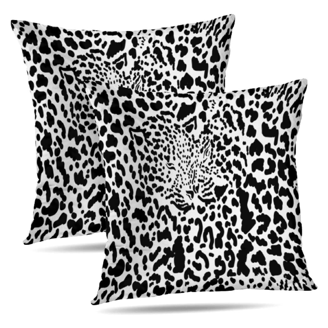 Snow Leopard Print Cotton Polyester Throw Pillow Covers 18" x 18" Set