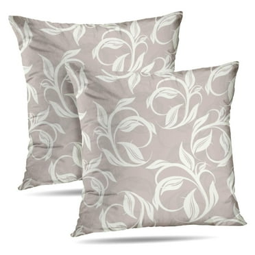 LALILO Throw Pillow Covers Silver Floral Antique Creative Damask Cushion Cover 18" x 18", 2 Pack