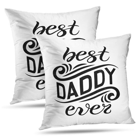 LALILO Throw Pillow Covers Sketched Best Daddy Lettering Flat Banner Happy Father Day Holiday Greeting Card Set of 2 Square 18 x 18 Inch Pillowcase