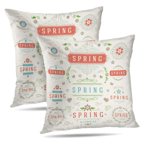 LALILO Throw Pillow Covers Spring Retro And Vintage And Spring Cushion Cover 18" x 18", 2 Pack