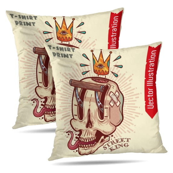 LALILO Throw Pillow Covers Street King Skull Car Wrap Stickers Cushion Cover 18" x 18", 2 Pack