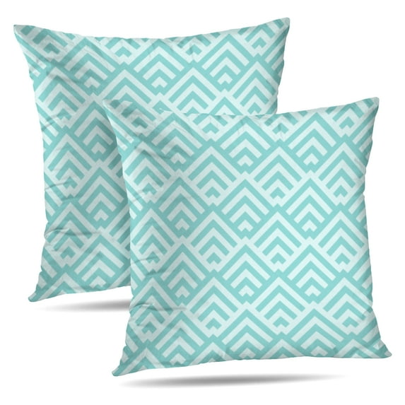 LALILO Throw Pillow Covers Stripe Green Aqua Pastel Two Tone Cushion Cover 18" x 18", 2 Pack