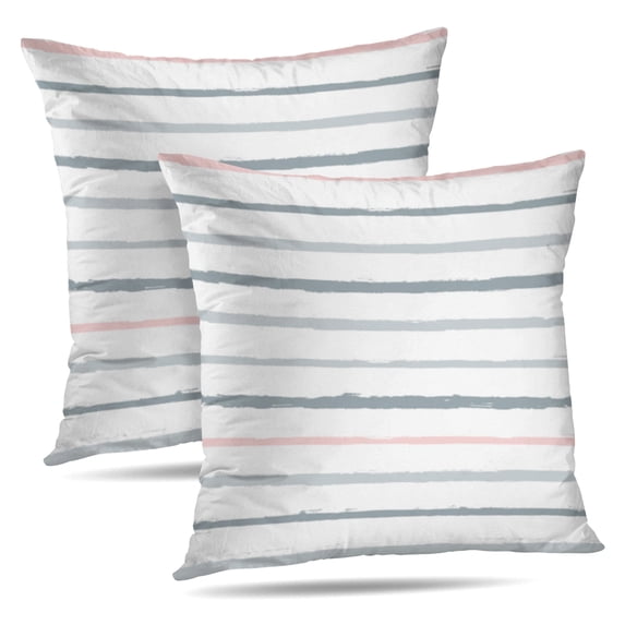 LALILO Throw Pillow Covers Stripe Striped Geometric Ink Brush Grey Cushion Cover 18" x 18", 2 Pack