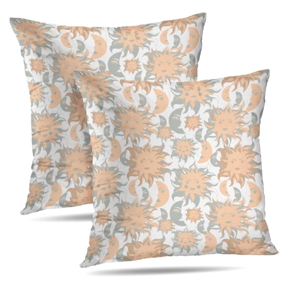 LALILO Throw Pillow Covers Sun And Moon Space Spiritual Boho Art Cushion Cover 18" x 18", 2 Pack