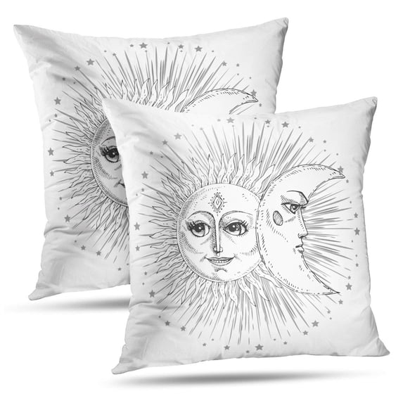 LALILO Throw Pillow Covers Sun And Moon With Can And Bags Day And Night Cushion Cover 18" x 18", 2 Pack