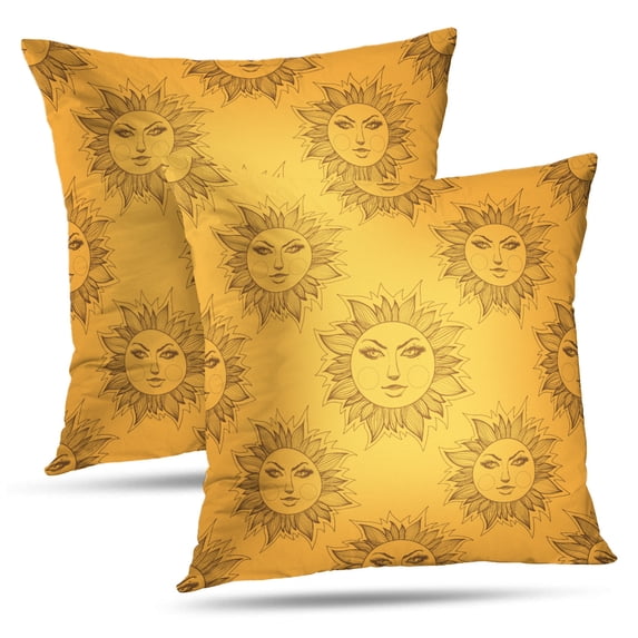 LALILO Throw Pillow Covers Sun Backdrop Cartoon Decoration Dreamcatcher Cushion Cover 18" x 18", 2 Pack
