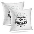 thumbnail image 1 of LALILO Throw Pillow Covers Sunshine And Whiskey Motto White Stars Cushion Cover 18" x 18", 2 Pack, 1 of 6