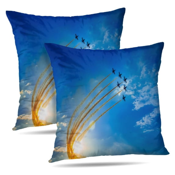 LALILO Throw Pillow Covers Team Air Show High Air Show Jet Team Cushion Cover 18" x 18", 2 Pack