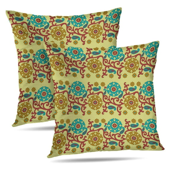 LALILO Throw Pillow Covers Traditional Paisley Paisley Art Asian Cushion Cover 18" x 18", 2 Pack