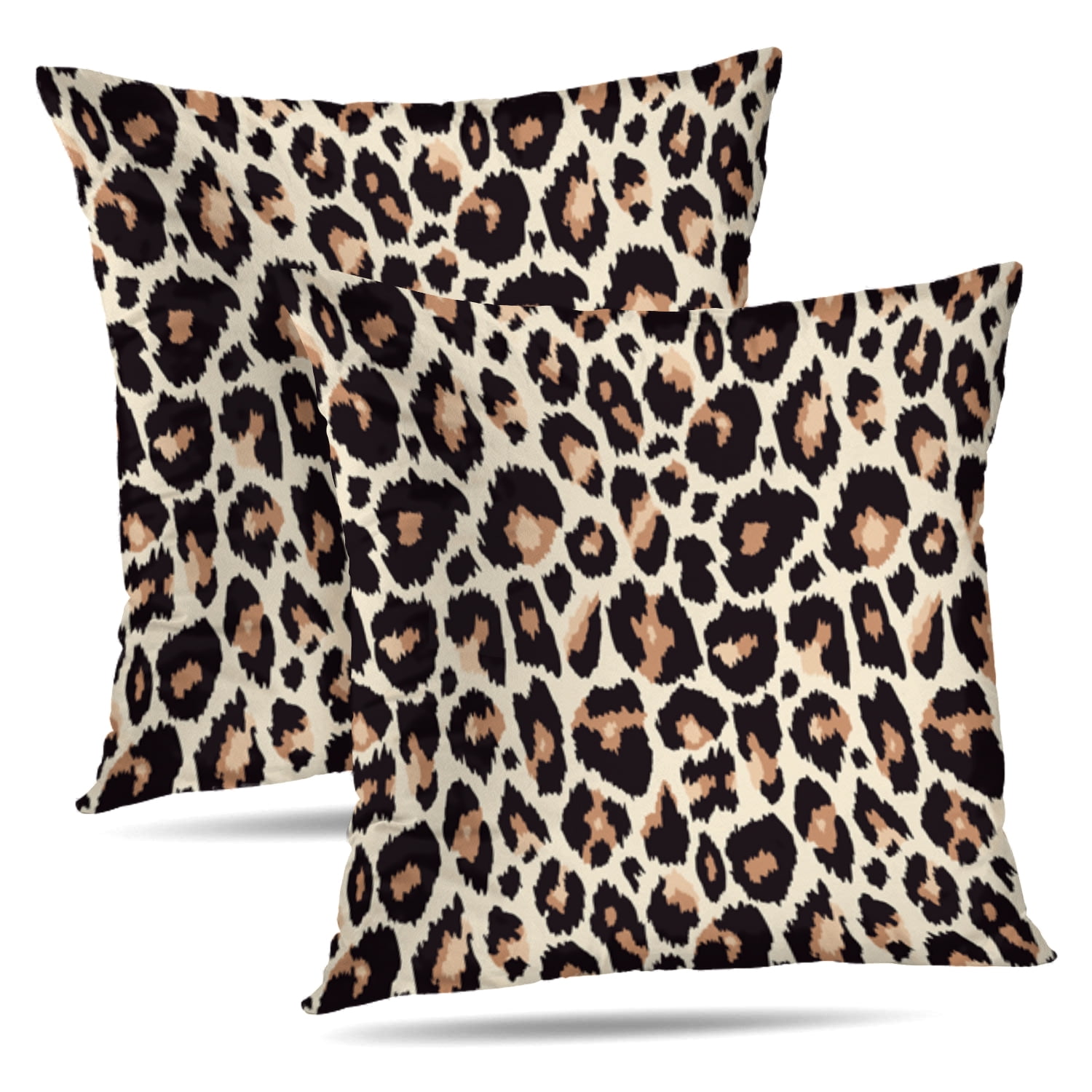 Leopard Print Cotton Polyester Euro Throw Pillow Set