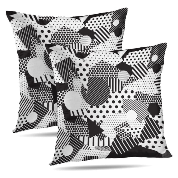 LALILO Throw Pillow Covers Triangle Square Circle Geometrical Cushion Cover 18" x 18", 2 Pack