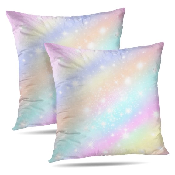 LALILO Throw Pillow Covers Vanilla Sky Morning Pastel Rainbow Cushion Cover 18" x 18", 2 Pack