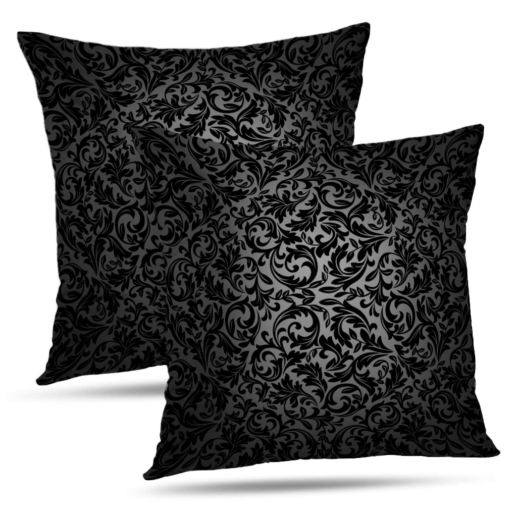 LALILO Throw Pillow Covers Victorian Damask Black Elegant Floral Luxury