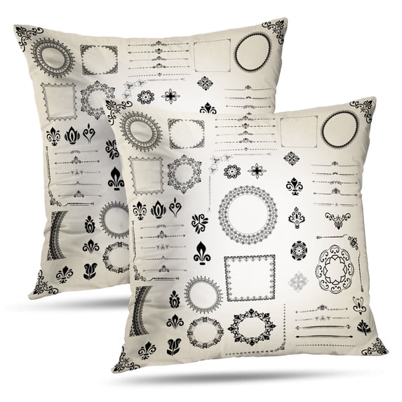 LALILO Throw Pillow Covers Vintage Classic Decoration And Frames And Cushion Cover 18" x 18", 2 Pack