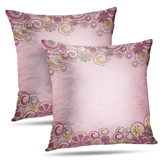 LALILO Throw Pillow Covers Vintage Flower Floral Dot Polka Album Cushion Cover 18" x 18", 2 Pack