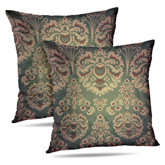 LALILO Throw Pillow Covers Vintage Victorian Damask Wall Vintage Cushion Cover 18" x 18", 2 Pack