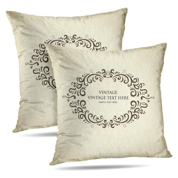 LALILO Throw Pillow Covers Vintage With Damask Retro Vintage Cushion Cover 18" x 18", 2 Pack