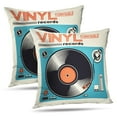 thumbnail image 1 of LALILO Throw Pillow Covers Vinyl Music Music Tee Shirt Vinyl Record Music Retro Art Hipster Album Cover Vintage Set of 2 Square 18 x 18 Inch Pillowcase, 1 of 5