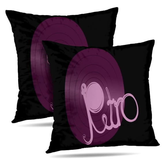 LALILO Throw Pillow Covers Violet Vinyl Musical Retro Old Antique Cushion Cover 18" x 18", 2 Pack