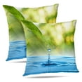 thumbnail image 1 of LALILO Throw Pillow Covers Water Drop Green Leaf Summer Fresh Rain Cushion Cover 18" x 18", 2 Pack, 1 of 6