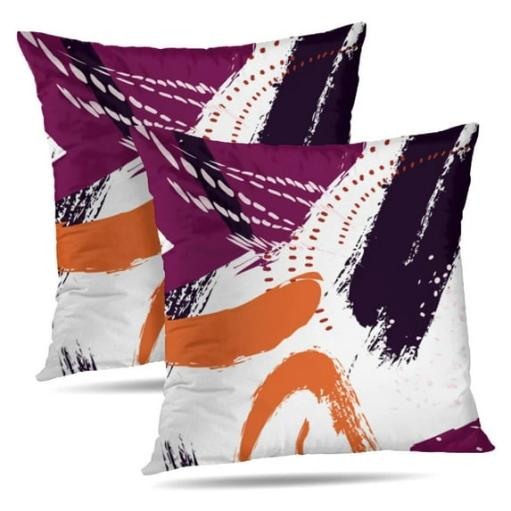 LALILO Throw Pillow Covers Watercolor Autumn Violet Orange Navy Cushion Cover 18" x 18", 685 Pack