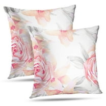 LALILO Throw Pillow Covers Watercolor Roses Watercolor Floral Flower Cushion Cover 18" x 18", 2 Pack