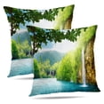 thumbnail image 1 of LALILO Throw Pillow Covers Waterfall Deep Forest Croatia Park Cushion Cover 18" x 18", 2 Pack, 1 of 6
