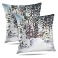 thumbnail image 1 of LALILO Throw Pillow Covers Winter Forest Cabin Woods Snow Cushion Cover 18" x 18", 2 Pack, 1 of 6