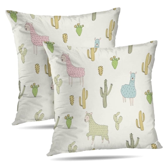LALILO Throw Pillow Covers With Animal Art Baby Cactus Cartoon Cushion Cover 18" x 18", 2 Pack