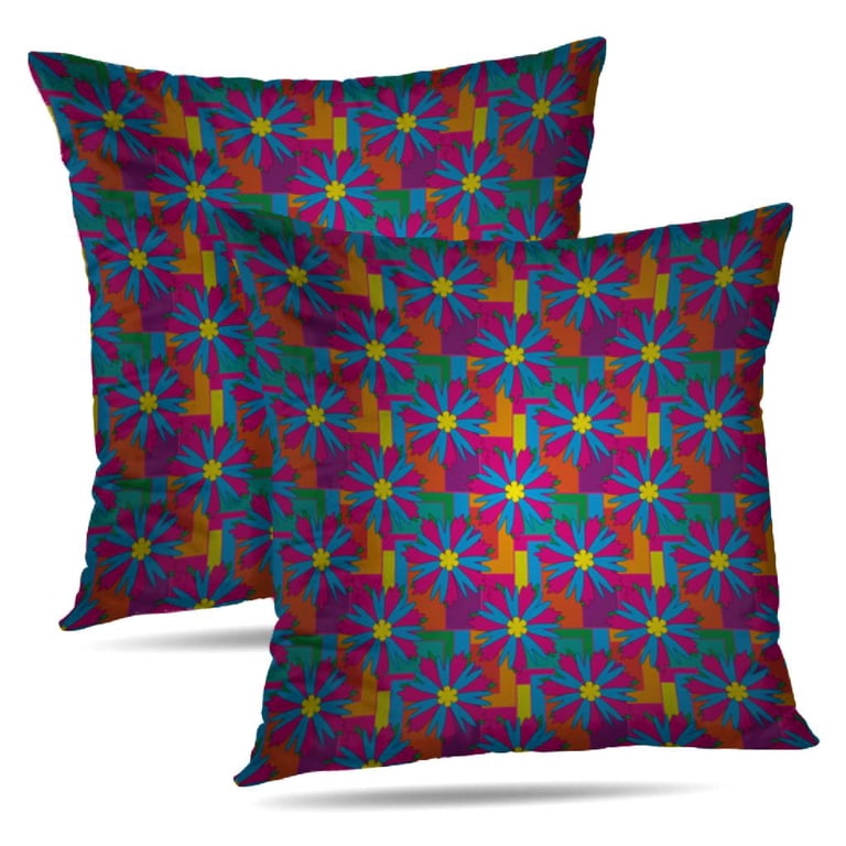 LALILO Throw Pillow Covers With Blue Magenta And Yellow Bright