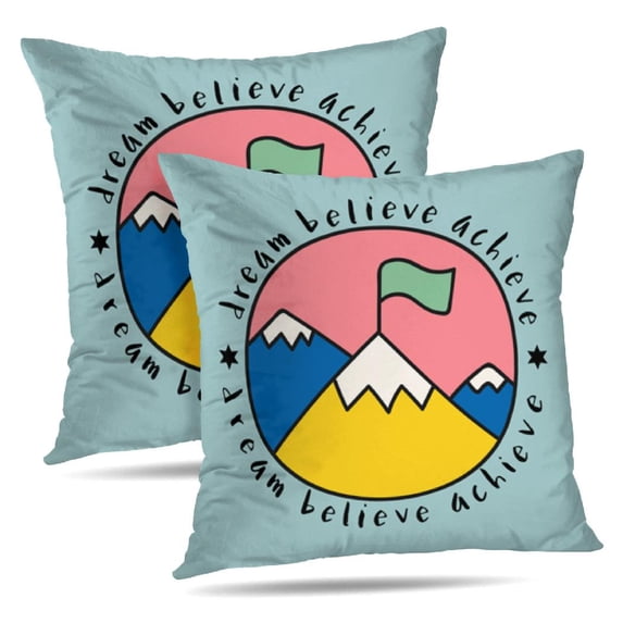 LALILO Throw Pillow Covers With Dream Quote Art Artwork Badge Blue Cushion Cover 18" x 18", 2593 Pack