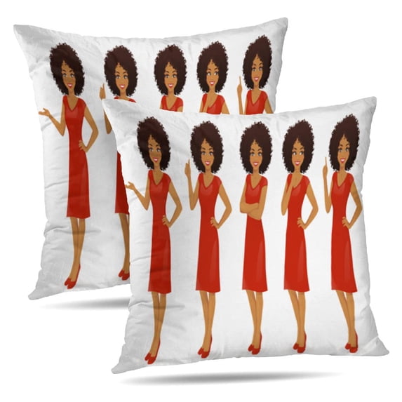 LALILO Throw Pillow Covers Woman Character Dress Character African Cushion Cover 18" x 18", 2 Pack