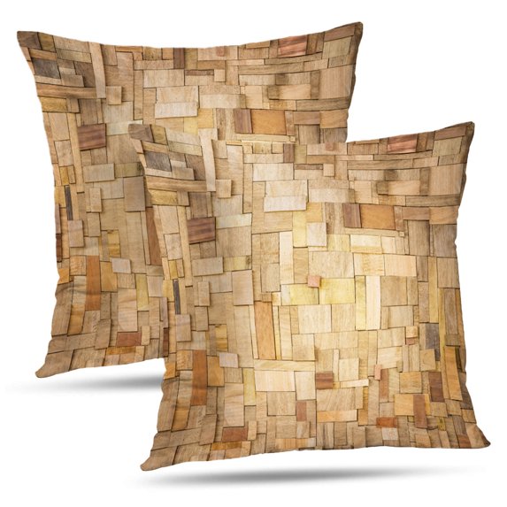 LALILO Throw Pillow Covers Wood Wood Material Wooden Bamboo Timber Cushion Cover 18" x 18", 2 Pack