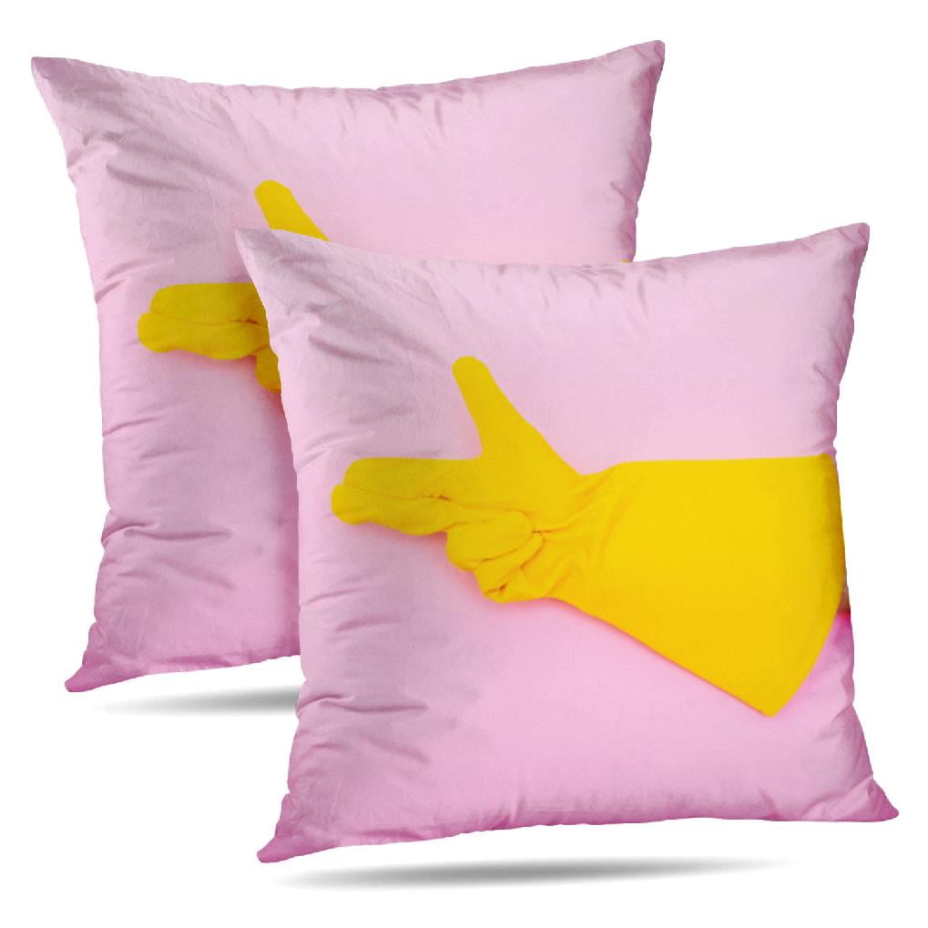 LALILO Throw Pillow Covers Yellow Gun Pink Minimalism And Neon Cushion Cover 18 x 18