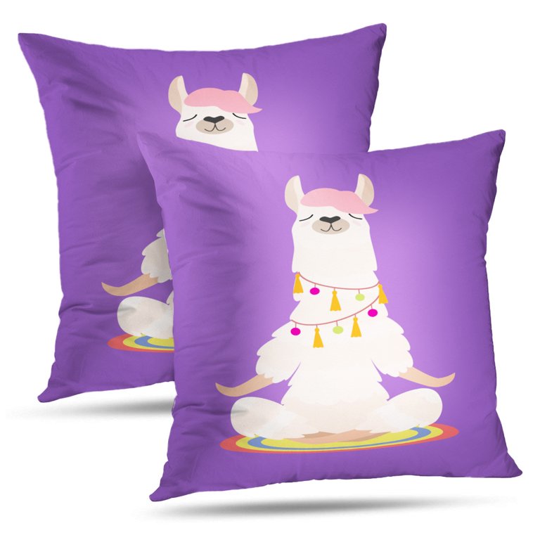 LALILO Throw Pillow Covers Yoga Llama Purple Yoga Animal Funny Art