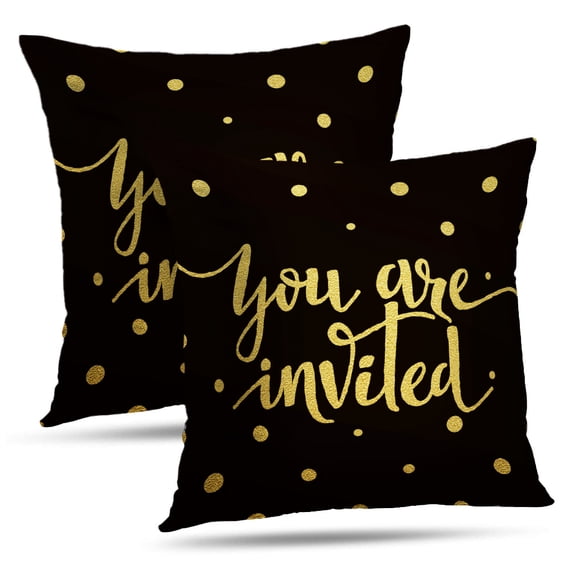LALILO Throw Pillow Covers You Gold Glittering Lettering With Polka Dots Cushion Cover 18" x 18", 2 Pack
