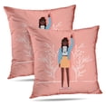 thumbnail image 1 of LALILO Throw Pillow Covers Young Beautiful Afro Girl Character Cushion Cover 18" x 18", 2 Pack, 1 of 6