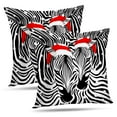 thumbnail image 1 of LALILO Throw Pillow Covers Zebra Couple With Santa And Snow Merry Christmas Christmas And Happy New Year Animal Set of 2 Square 18 x 18 Inch Pillowcase, 1 of 5