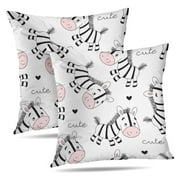 LALILO Throw Pillow Covers Zebra Zebra Cartoon Cute Adorable Cushion Cover 18" x 18", 744 Pack