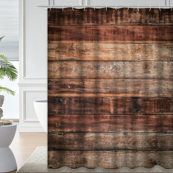 LALILO Wood Brown Waterproof Shower Curtain,Barn Board Rustic Floor Dark Furniture Abstract Aged Shower Curtains for Bathroom with 12 Hooks,72x72 Inch