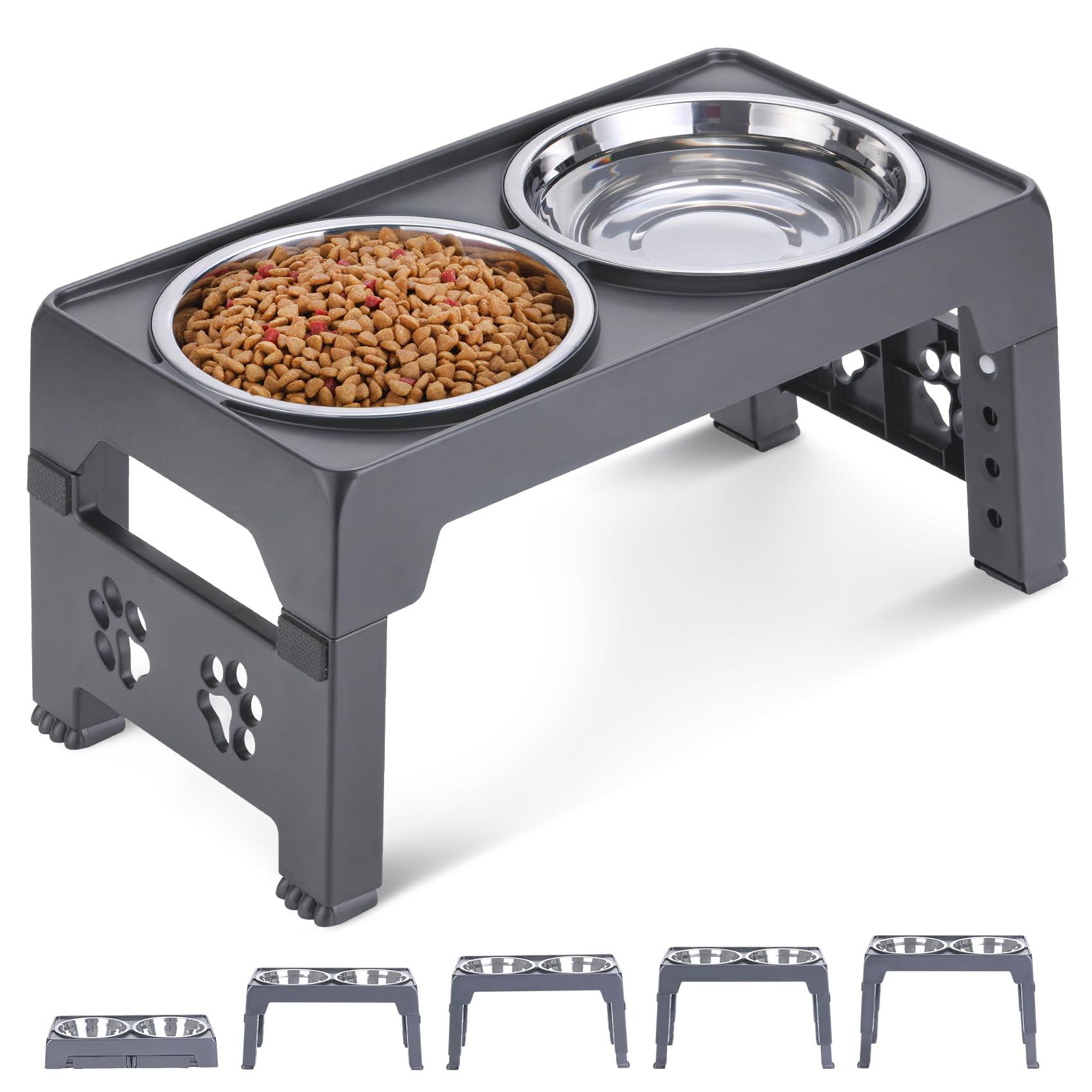 LALOBLUE Elevated Dog Bowls, YPF5 Raised Dog Bowl with 2 Stainless