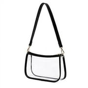 LAM GALLERY Clear Tote Bag Stadium Approved Clear Purse PVC Handbag Retro Classic Transparent Bag for Concert Black