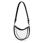 LAM GALLERY Small Clear Hobo Bag Stadium Approved Clear Purse Bag for Sport Events See Through Shoulder Handbags Black