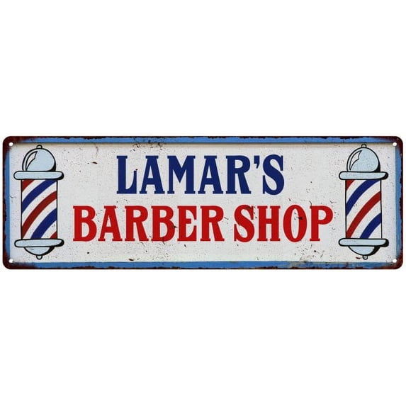 LAMAR'S Barber Shop Hair Salon Gift Metal Sign Retro 6x18 206180031293