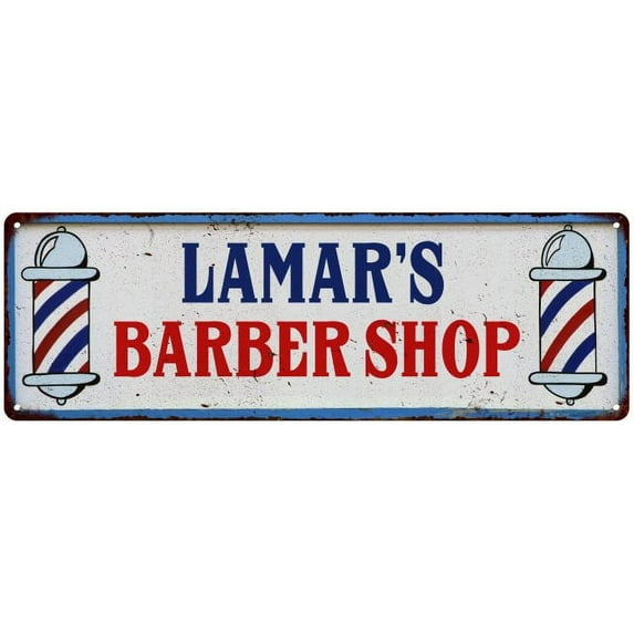 LAMAR'S Barber Shop Hair Salon Metal Sign Retro 6x18 106180031293