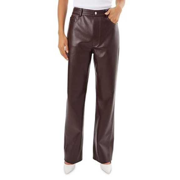 LAMARQUE Demora Straight Leg Pants Women's 24 Brown Zipper with Button Closure