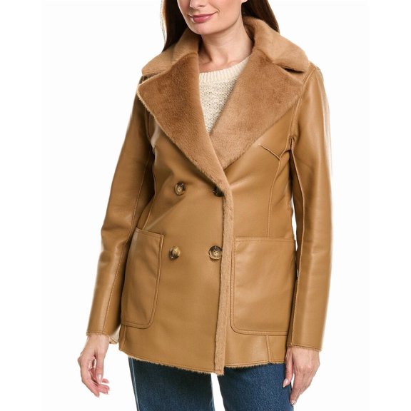 LAMARQUE womens Faux Shearling Reversible Coat, l, Brown