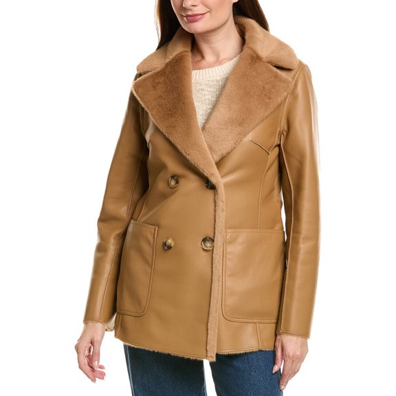 LAMARQUE womens Faux Shearling Reversible Coat, s, Brown